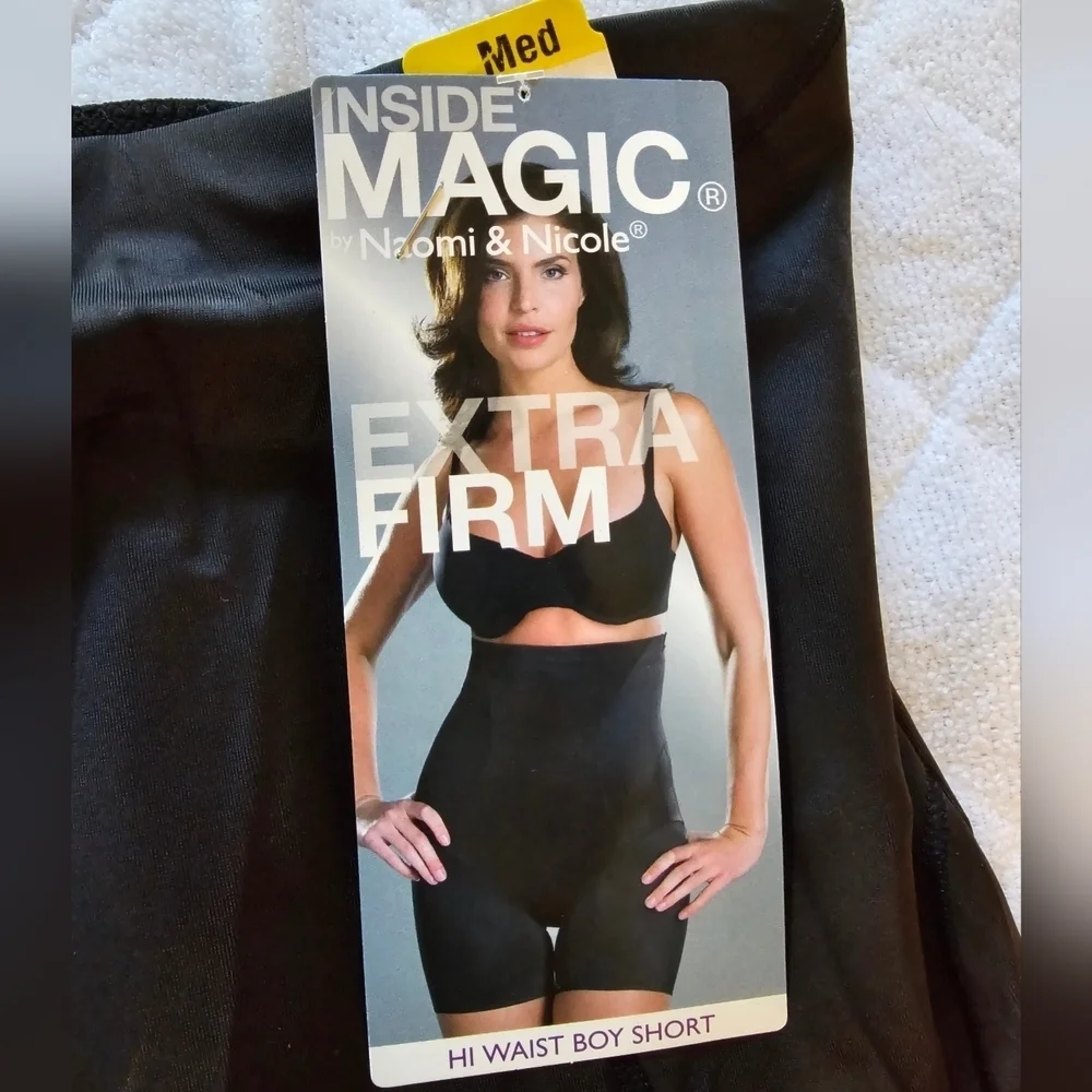 Naomi & Nicole Shapewear Women's Inside Magic High Waist Boy Short, Black Medium